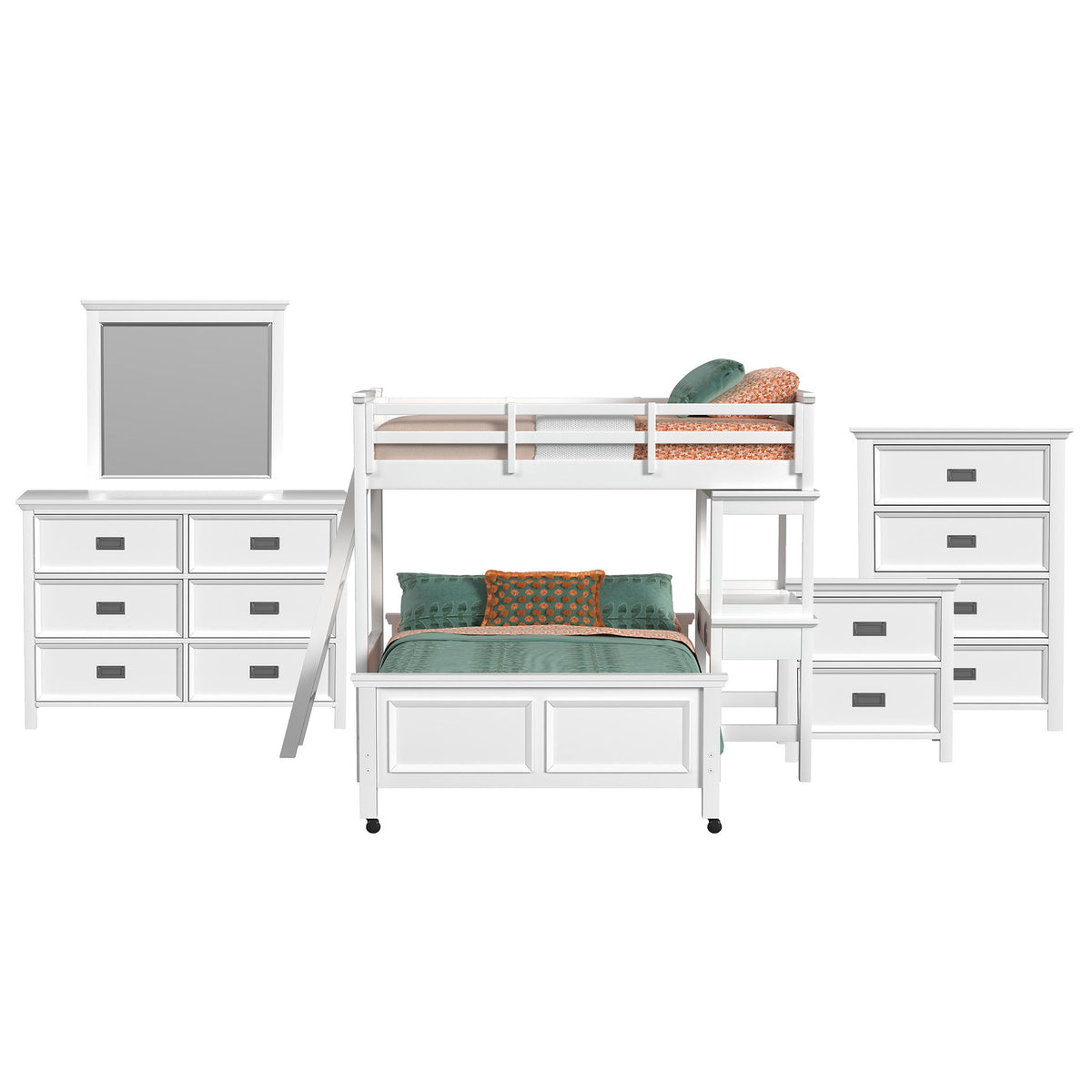Hampton Kids Loft With Ladder And Desk With Speaker Bedroom Set in Black by Elements International, view 6