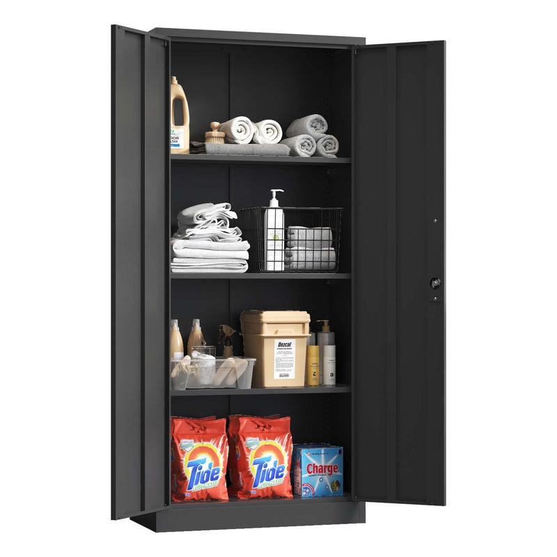 Heavy Metal Garage Storage Cabinet With Locking Doors, Steel, Adjustable Shelves