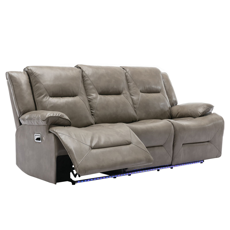 Home Theater Recliner Set Manual Recliner Chair With A Led Light Strip Two Built-In Cup Holders For Living Room