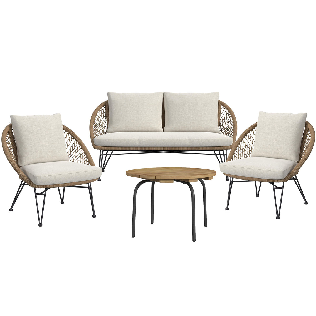 Grace 4 Piece Outdoor Seating Set in Beige / Natural by Elements International