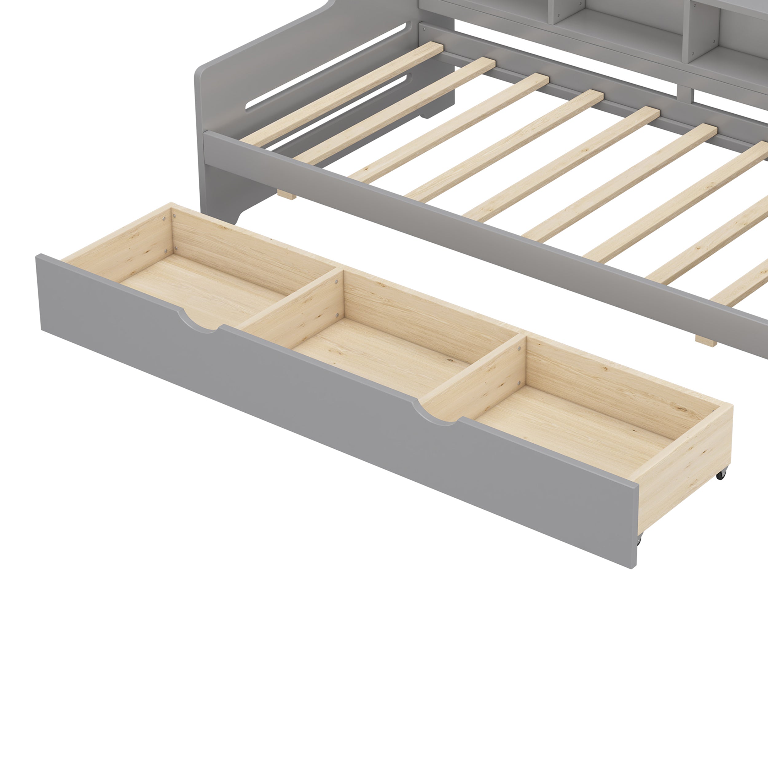 Twin Size Wooden Day Bed with 3 Trawers for Guest Room, Small Bedroom, Study Room, Gray - Atlantic Fine Furniture Melbourne FL