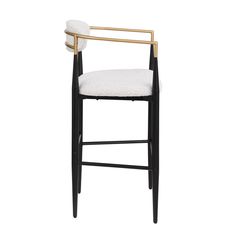 Barstools (Set of 2), Counter Height Upholstered Bar Stools With Backs And Iron Legs For Kitchen Island - Beige