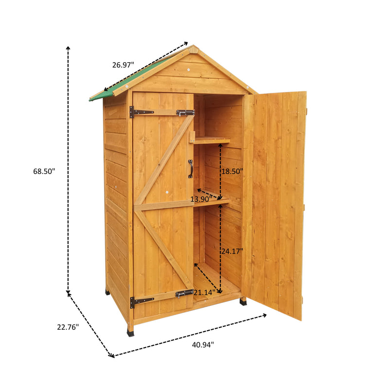 Wooden Shed Natural For Backyard Garden Big Spire Tool Storage - Natural