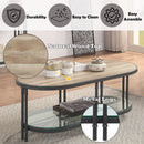 Brantley - Coffee Table - Oak & Sandy Black Finish - Metal - 18" - Atlantic Fine Furniture Inc