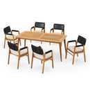 Outdoor 7 Piece Dining Set With Rope Woven Armchairs