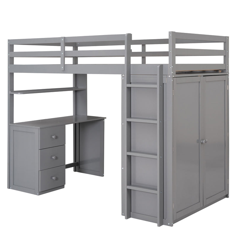 Loft Bed With Drawers, Desk, And Wardrobe