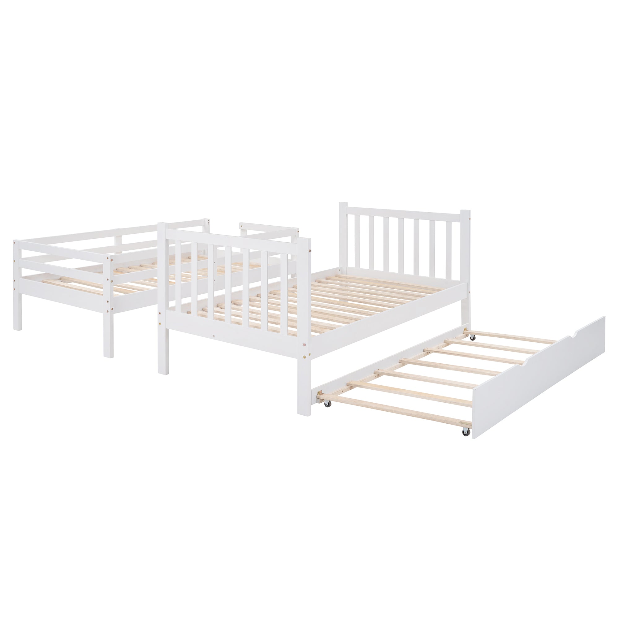 Twin over Twin/Full Bunk Bed with Twin Size Trundle (White)(OLD SKU :LP000025AAK) - Atlantic Fine Furniture Melbourne FL