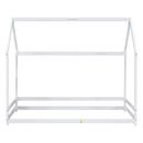 Twin size wood house bed with storage shelf and hanger ,kids bedroom set,White