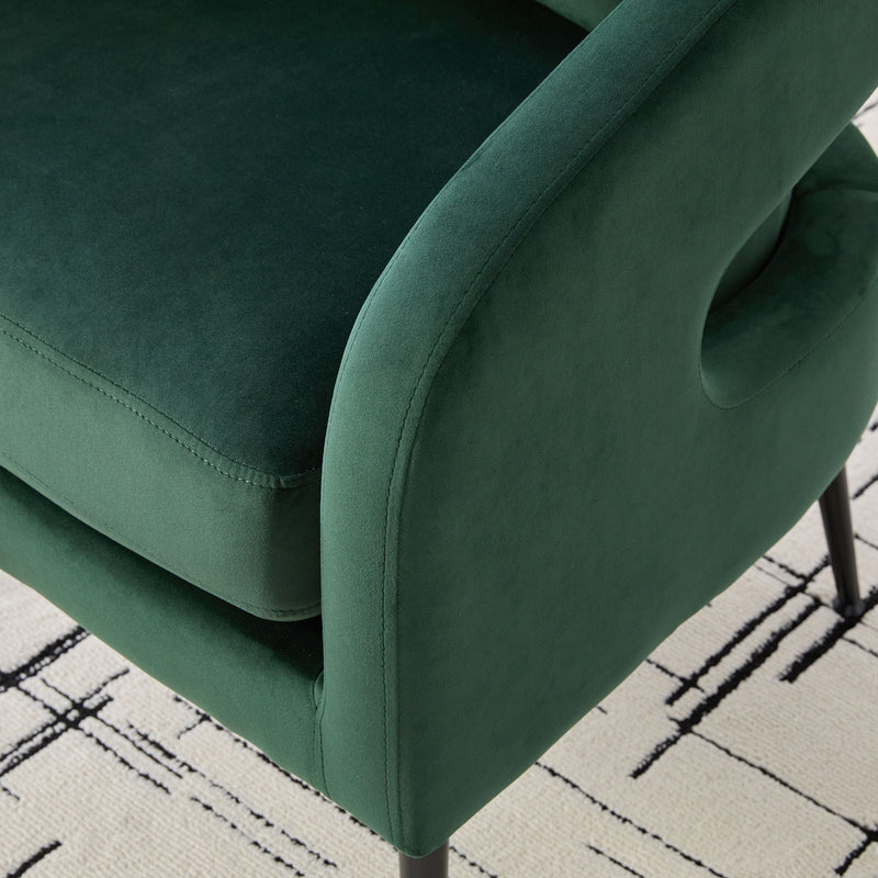 Open Back Accent Chair, Round Sofa Leisure Lounge - Green