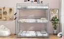 Metal Full Size Triple Bunk Bed, Silver