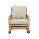Contemporary Minimalist Wicker Rocking Chair With Soft Cushions And Durable Wooden Frame