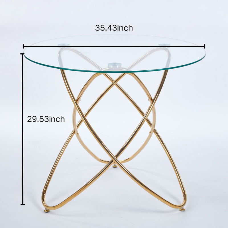 Metal Leg Dining Table With Tempered Glass Top