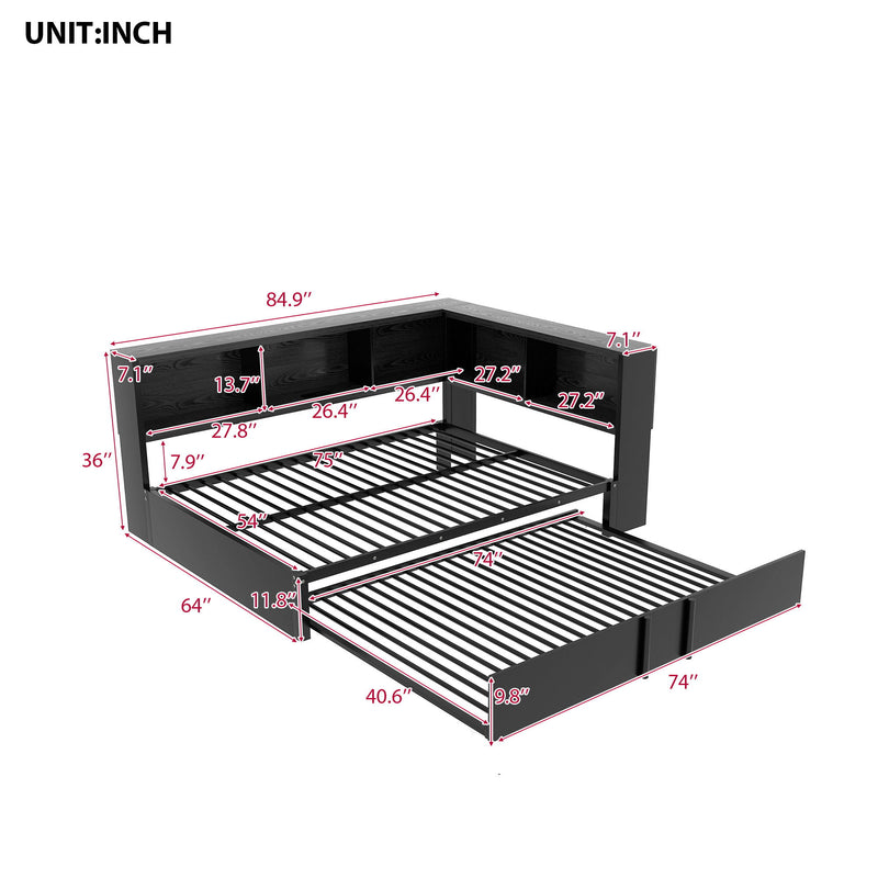 Daybed With Trundle, Storage Cabinets And USB Ports
