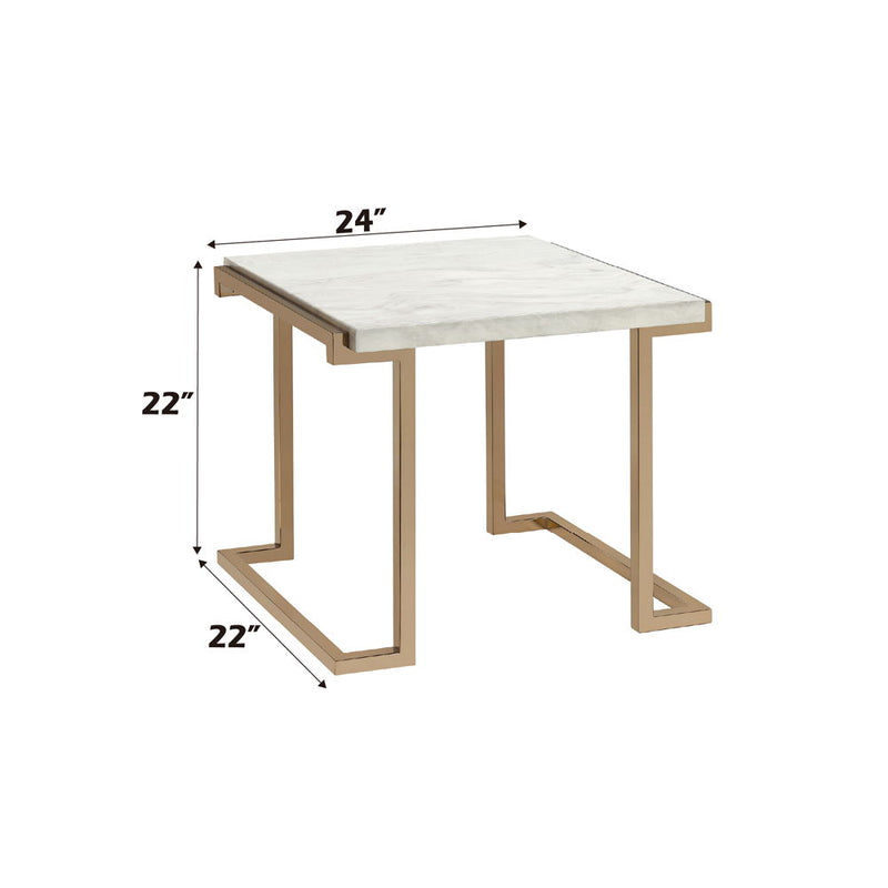 Boice II - End Table - Faux Marble Top & Champagne