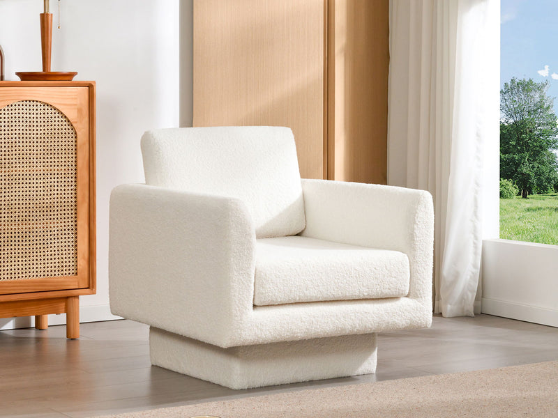 360° Modern Swivel Accent Chair Round Armchair, Thick Padded Single Lounge Sofa Upholstered Comfy