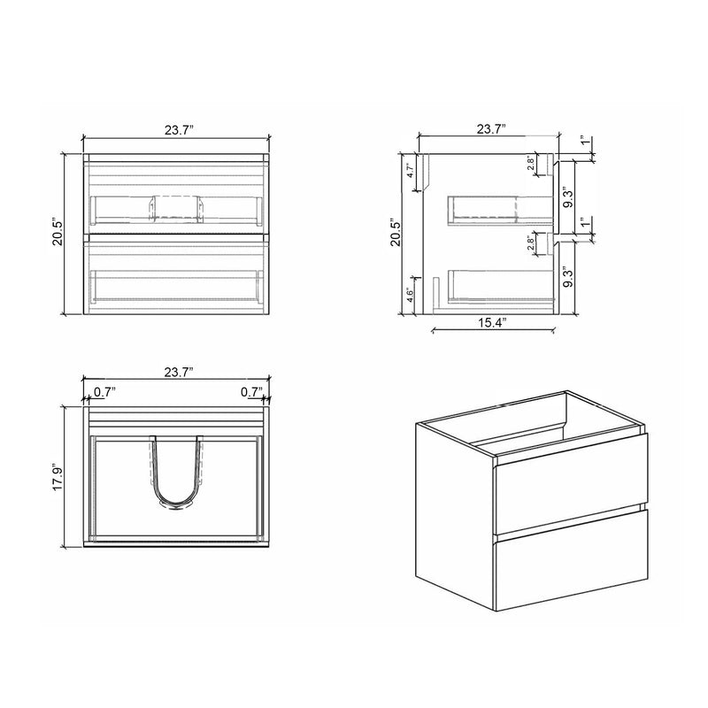 Alice - Bathroom Vanity Wall Mounted With Sink, Large Storage Floating Bathroom Vanity For Modern Bathroom, One-Piece Sink Basin Without Drain And Faucet