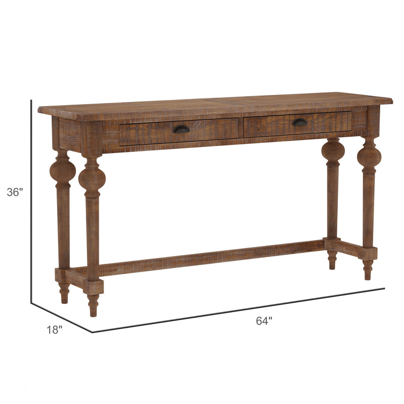 Ludin - Console Table With 3 Stools - Brown