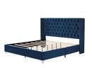 B100S King bed, Button designed Headboard,strong wooden slats + metal legs with Electroplate