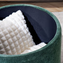 Classic 2 Piece Round Storage Ottoman Set With Drum Shaped Stool