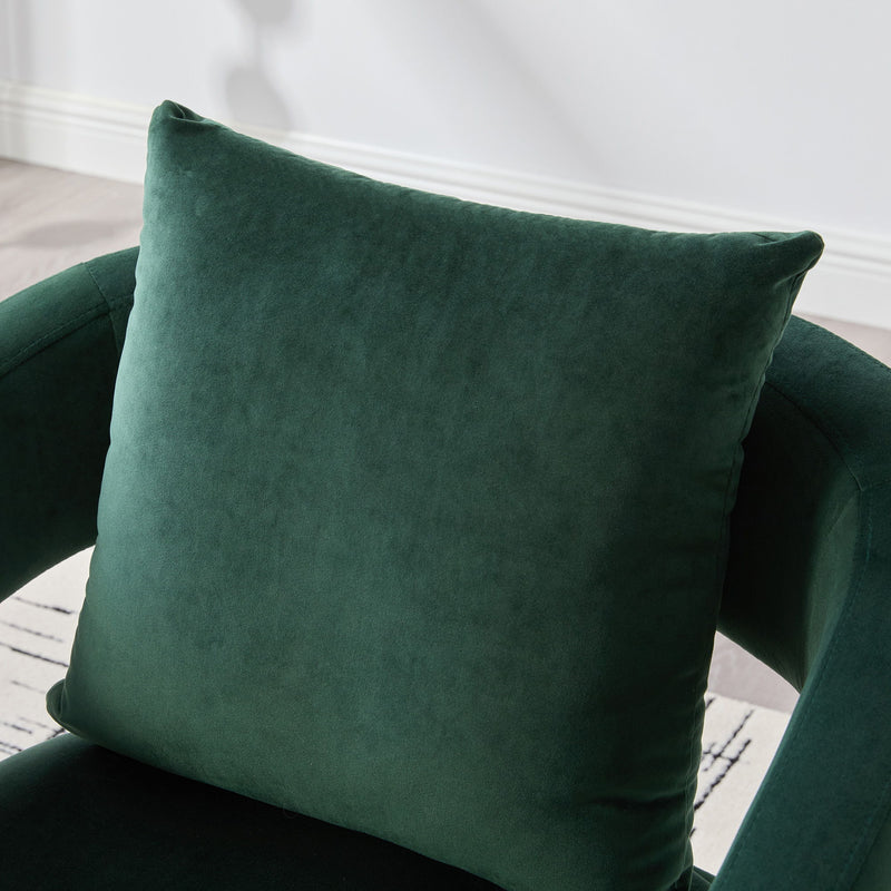 Open Back Accent Chair, Round Sofa Leisure Lounge - Green