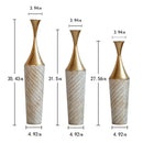 Floor Metal Vase Modern Style Decoration Home Woven Pattern Metal Vase 3 Piece Set Gorgeous Home Decoration Large Glazed Metal Vase - Champagne