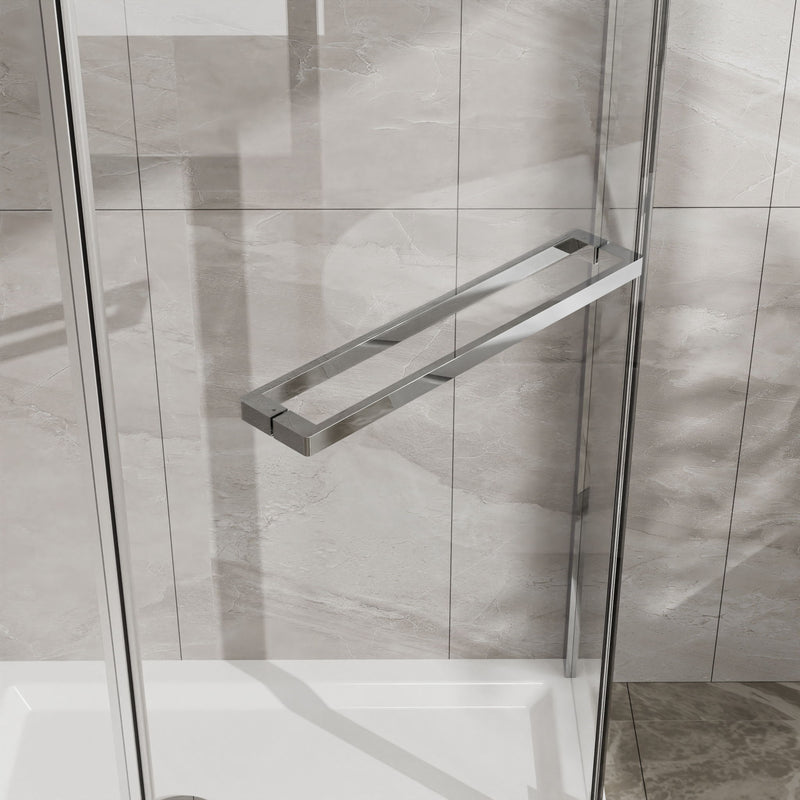 Goodyo - Neo Angle Frameless Shower Door With Acrylic Base Combo