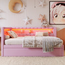 Upholstered Platform Bed With USB Ports And LED Belt