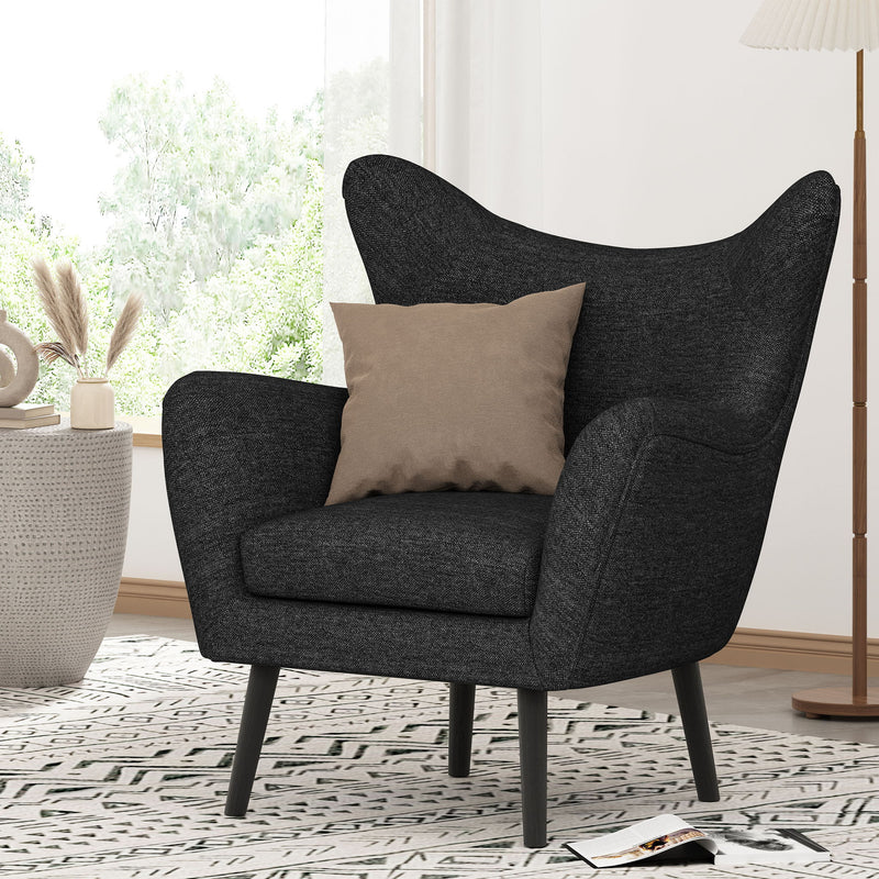 Mid - Century Modern Arm Chair With Wingback Design Wood Legs