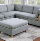 Living Room Furniture 6pc Modular Sofa Set Light Grey Dorris Fabric Couch 3x Corner Wedges 2x Armless Chair And 1x Ottoman