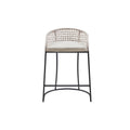 Coastal Woven Counter Stool With Upholstered Seat