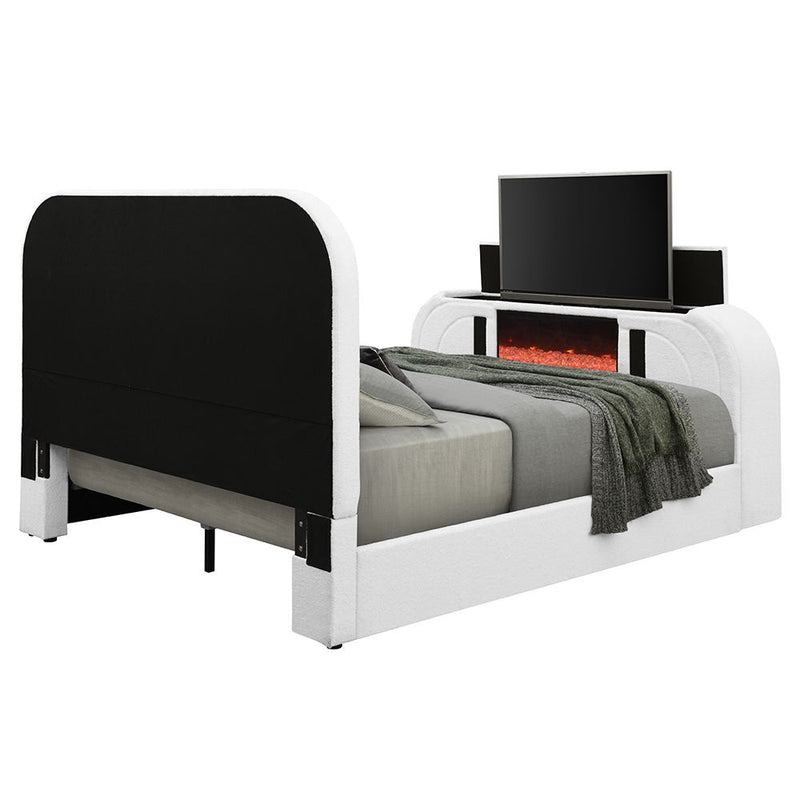 Shelyn - Bed With LED, TV Cabinet, Fireplace & Bluetooth