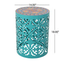 Airy - Outdoor Side Table With Lace Cut Design And Metal Frame