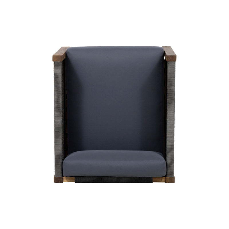 Outdoor Club Chair With Rattan Rope Wave - Dark Gray