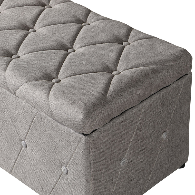 3 Piece Rectangular Storage Ottoman Short Velvet With 2 Set Ottomans