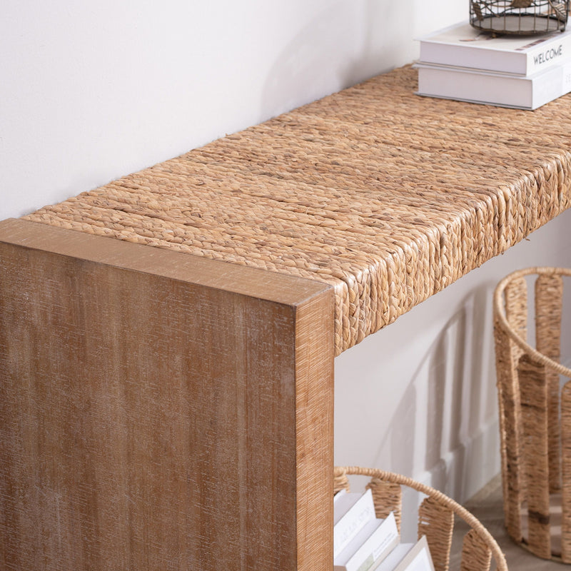 Console Table, Handwoven Top - Antique Natural / Natural
