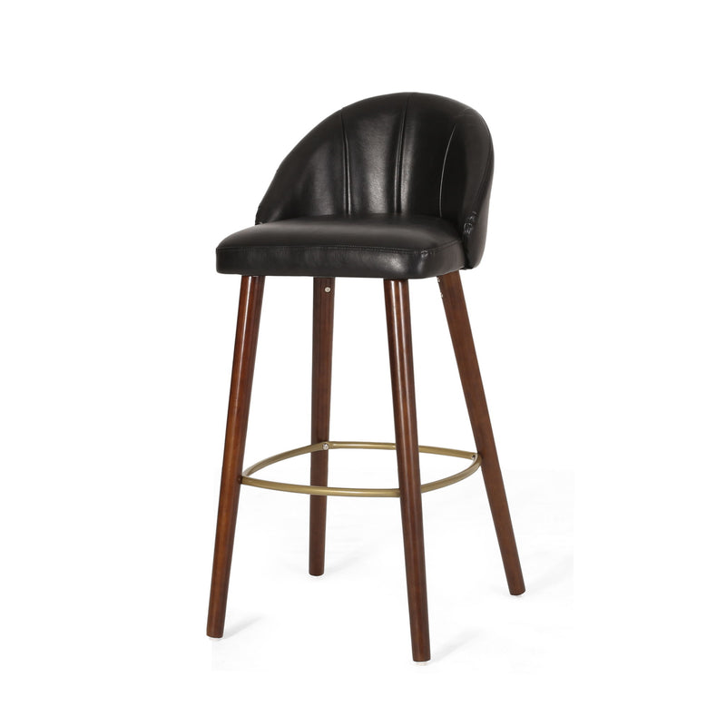 Contemporary Channel Stitch Counter Height Barstools (Set of 2) - Black / Espresso