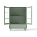 Minimalist Buffet Cabinet With Double Glass Doors And Drawer