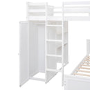 Loft Bed With A Twin Size Standalone Bed, Shelves, Desk, And Wardrobe