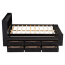 Full Bed with Bookcase Headboard, Under bed Storage Drawers and Bed End Storage Case,Espresso