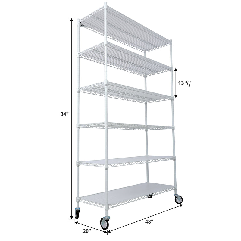 6 Tier 6000Lbs Capacity Nsf Metal Shelf Wire Shelving Unit, Heavy Duty Adjustable Storage Rack With Wheels & Shelf Liners For Commercial Grade Utility Steel Storage Rack