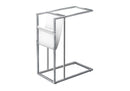 C-Shaped Accent Table Magazine Storage For Living Room - Chrome