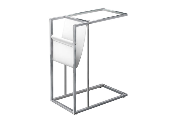 C-Shaped Accent Table Magazine Storage For Living Room - Chrome