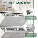 Modern Shoe Storage Cabinet With 3 Flip Drawers And Metal Frame For Entryway - Brushed Nickel