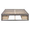 Full Size Platform Bed with 6 Storage Drawers,Antique Gray