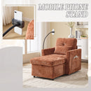 Multifunctional Chenille Recliner Sofa With Storage And Phone Bracket