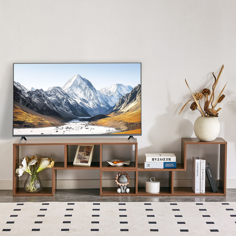 Minimalist Cube TV Stand With Adjustable Open Storage Shelves