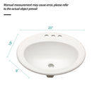 20 X 18" Modern Ceramic Oval Undermount Bathroom Sink With 3 Faucet Holes - White