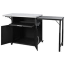 Versatile Outdoor Cabinet With Folding & Expandable Work Surfaces, Ample Storage Space, And Lockable Wheels - Matte Black