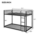 Twin over Twin Metal Bunk Bed, Low Bunk Bed with Ladder, Black(OLD SKU:WF282465AAB)