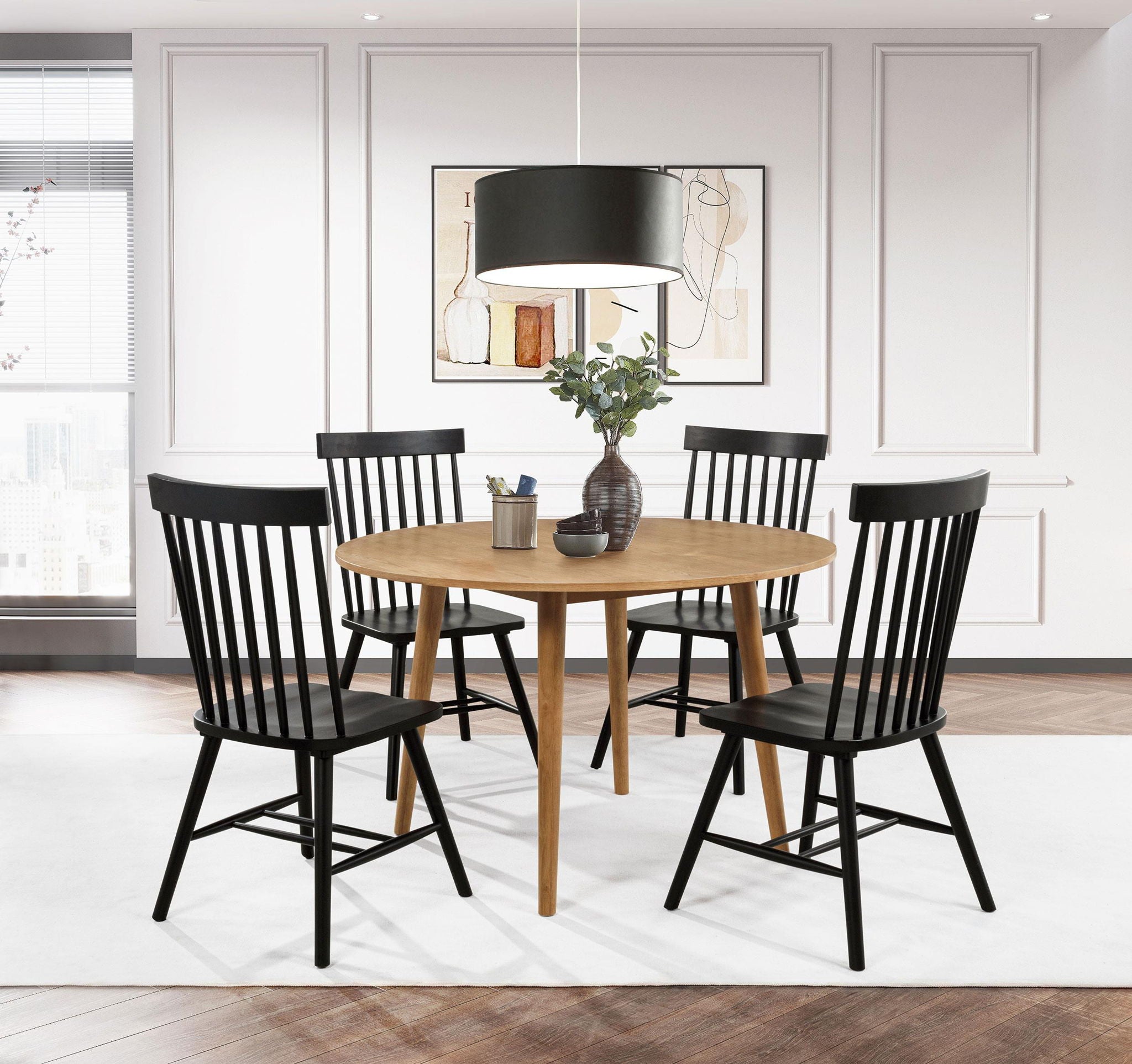 Andrews Windsor Spindle Back Dining Side Chair Black (Set of 2) - Atlantic Fine Furniture Melbourne FL